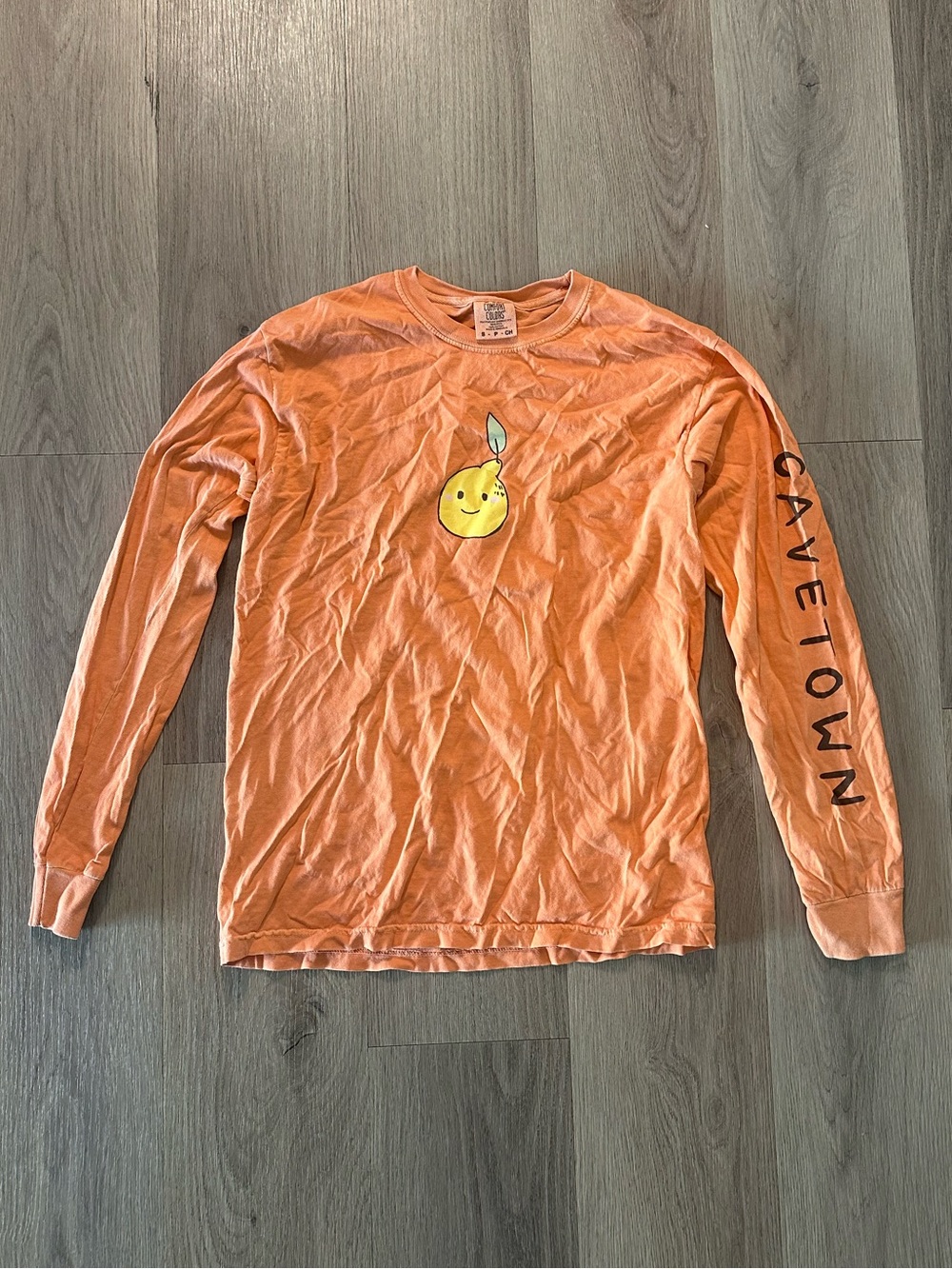 cave town orange long sleeve tee